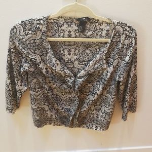 Floral Print Black & White Size 8 H&M Blouse